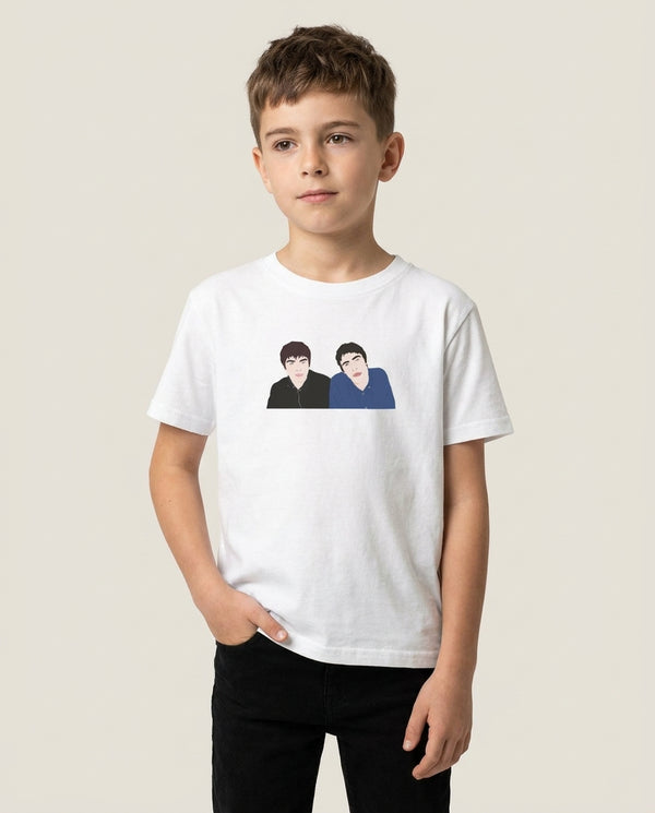 The Gallaghers Kids T-Shirt — White Front, worn