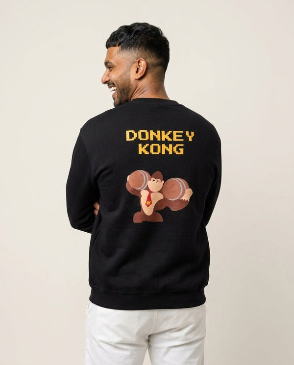 Donkey Kong Sweatshirt — Black Back, worn