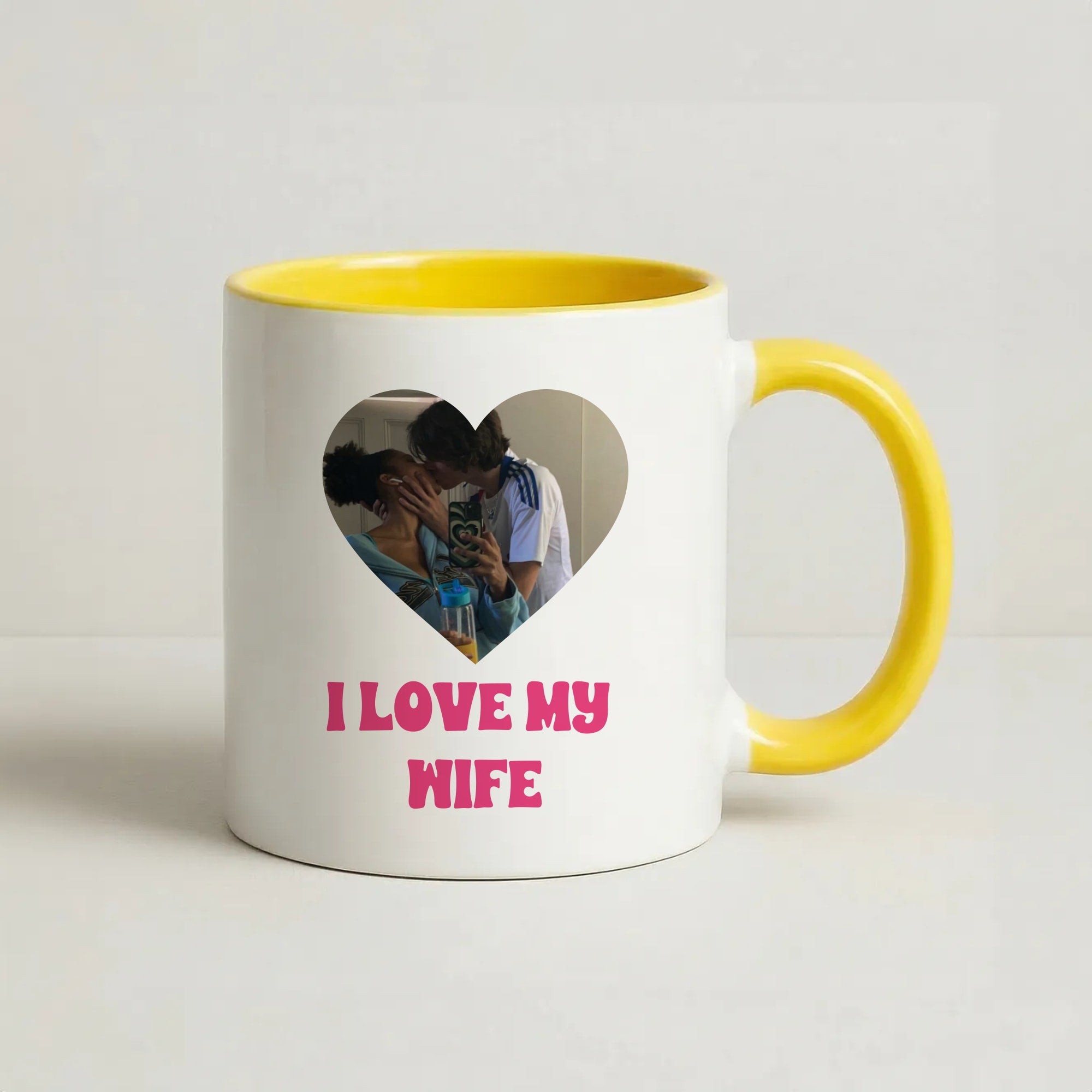 I Love My Wife - Personalised Couples Coffee Yellow Mug