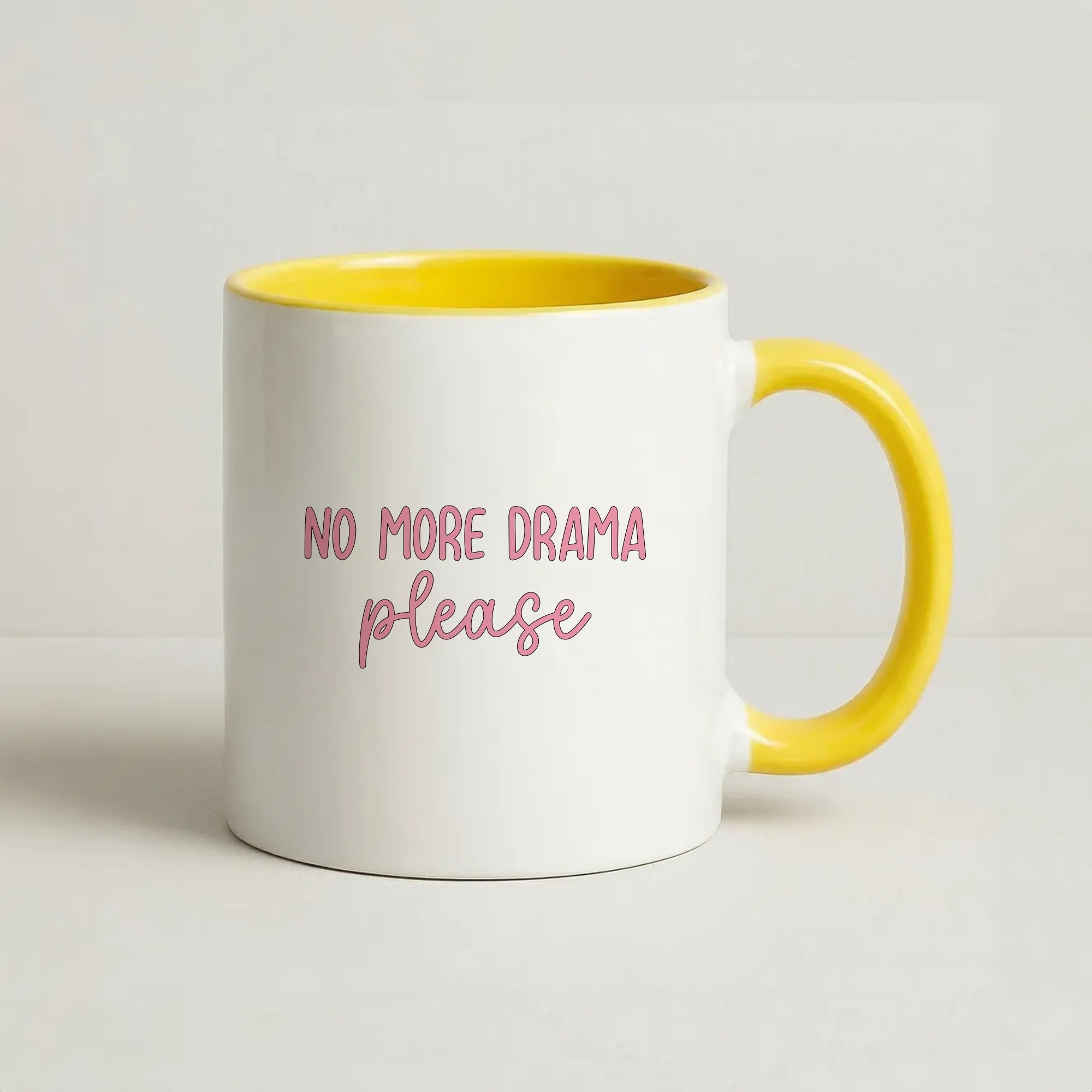 No More Drama Please Coffee Yellow Mug