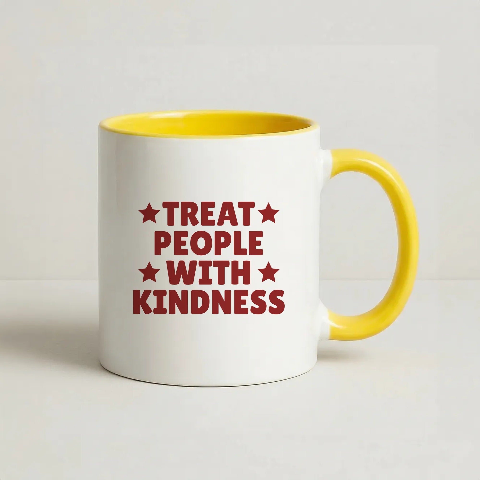 Treat People With Kindness Coffee Yellow Mug