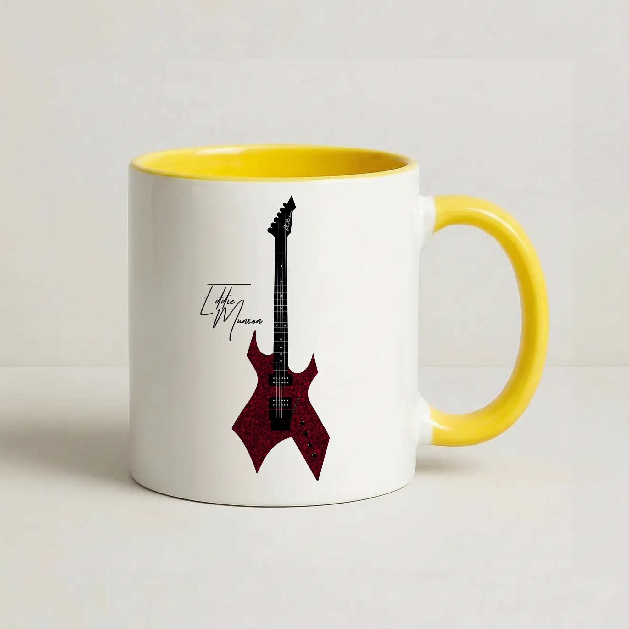 Eddie Munson Guitar Coffee Yellow Mug
