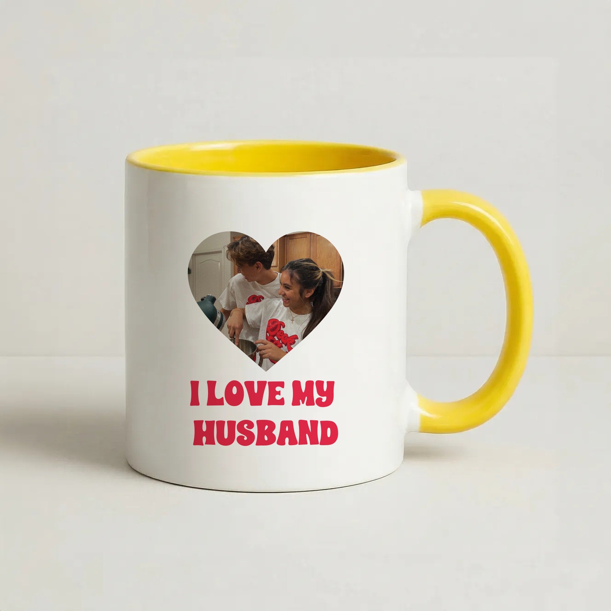 I Love My Husband - Personalised Couples Coffee Yellow Mug
