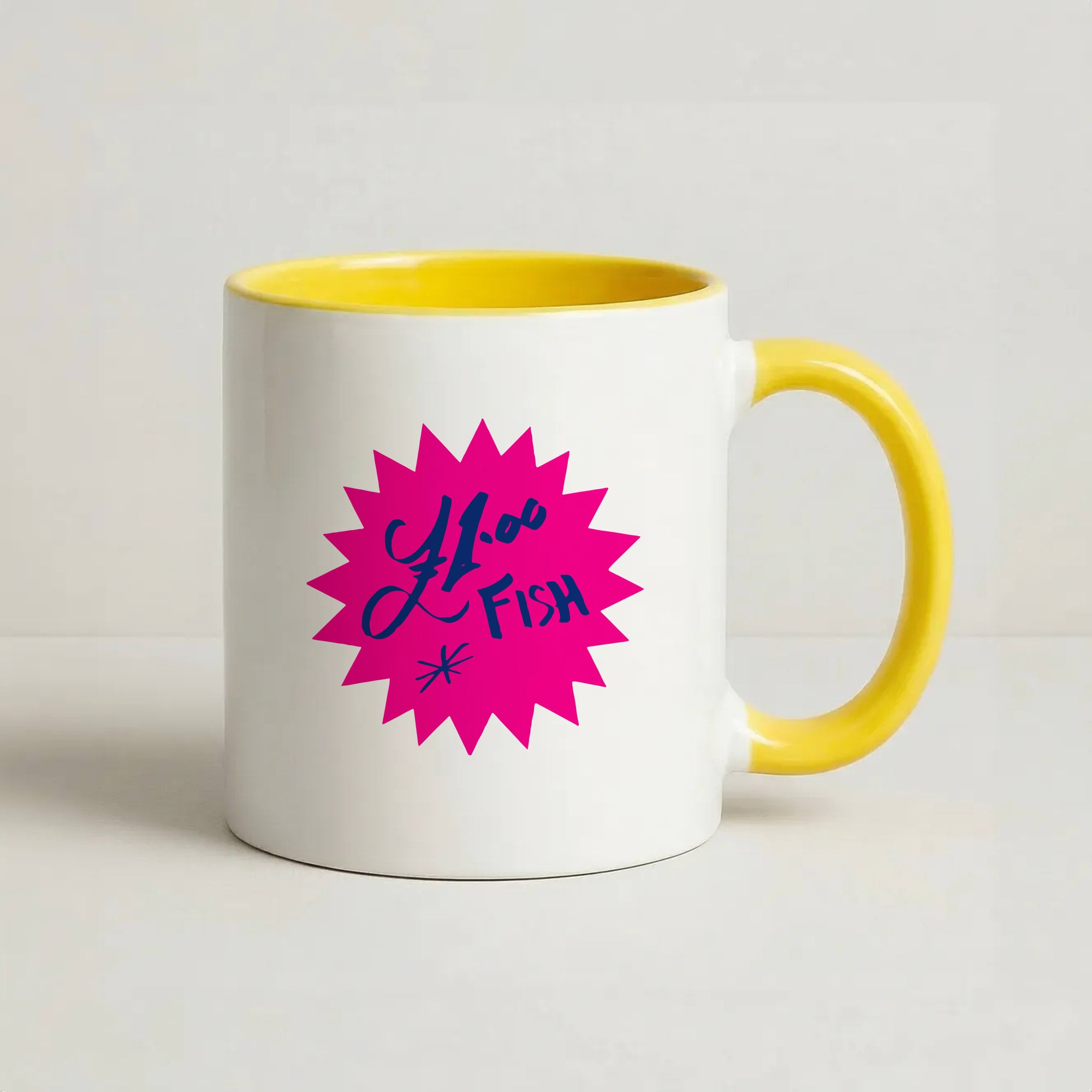 One Pound Fish - British Pop Culture Coffee Yellow Mug