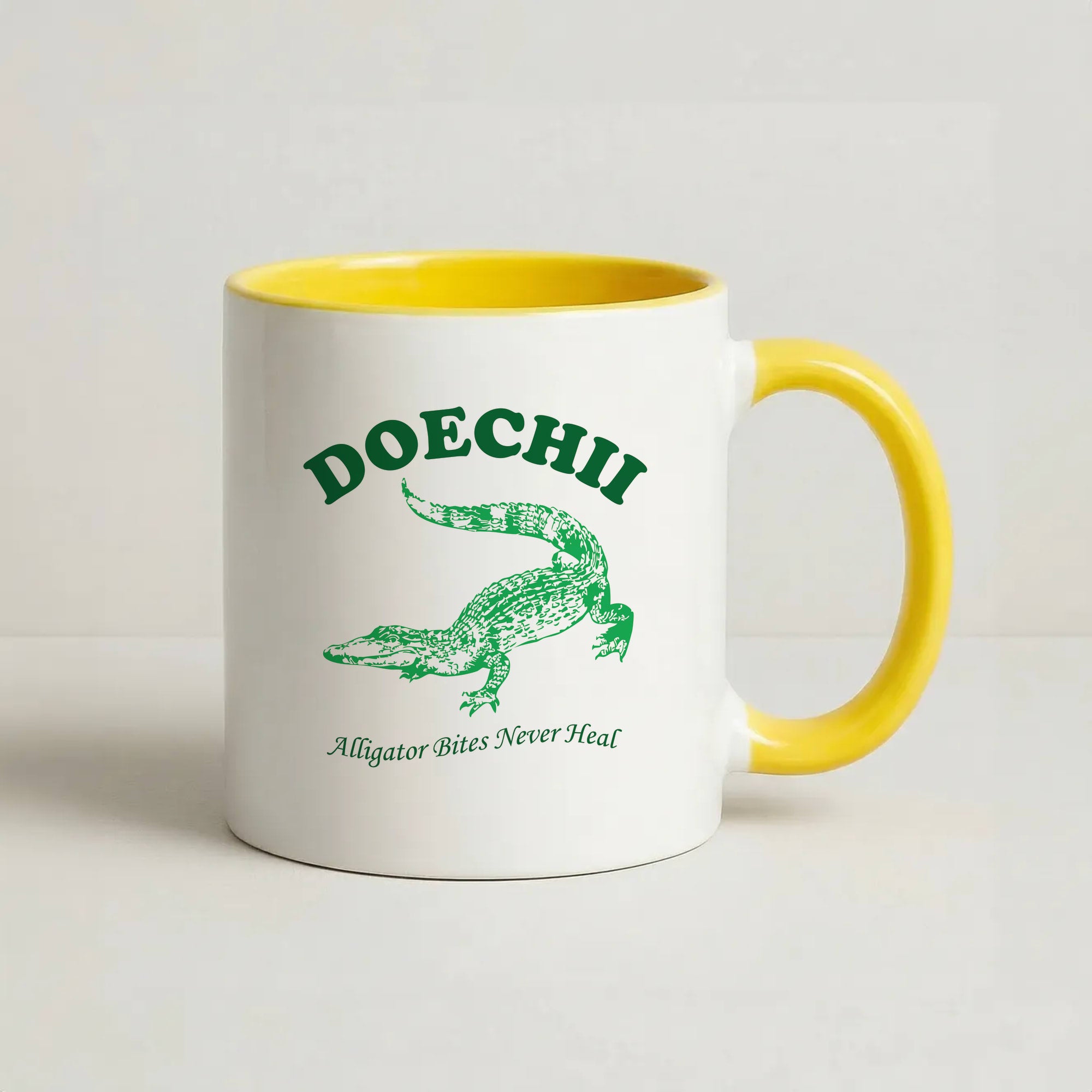 Alligator Bites Never Heal Collage Coffee Yellow Mug