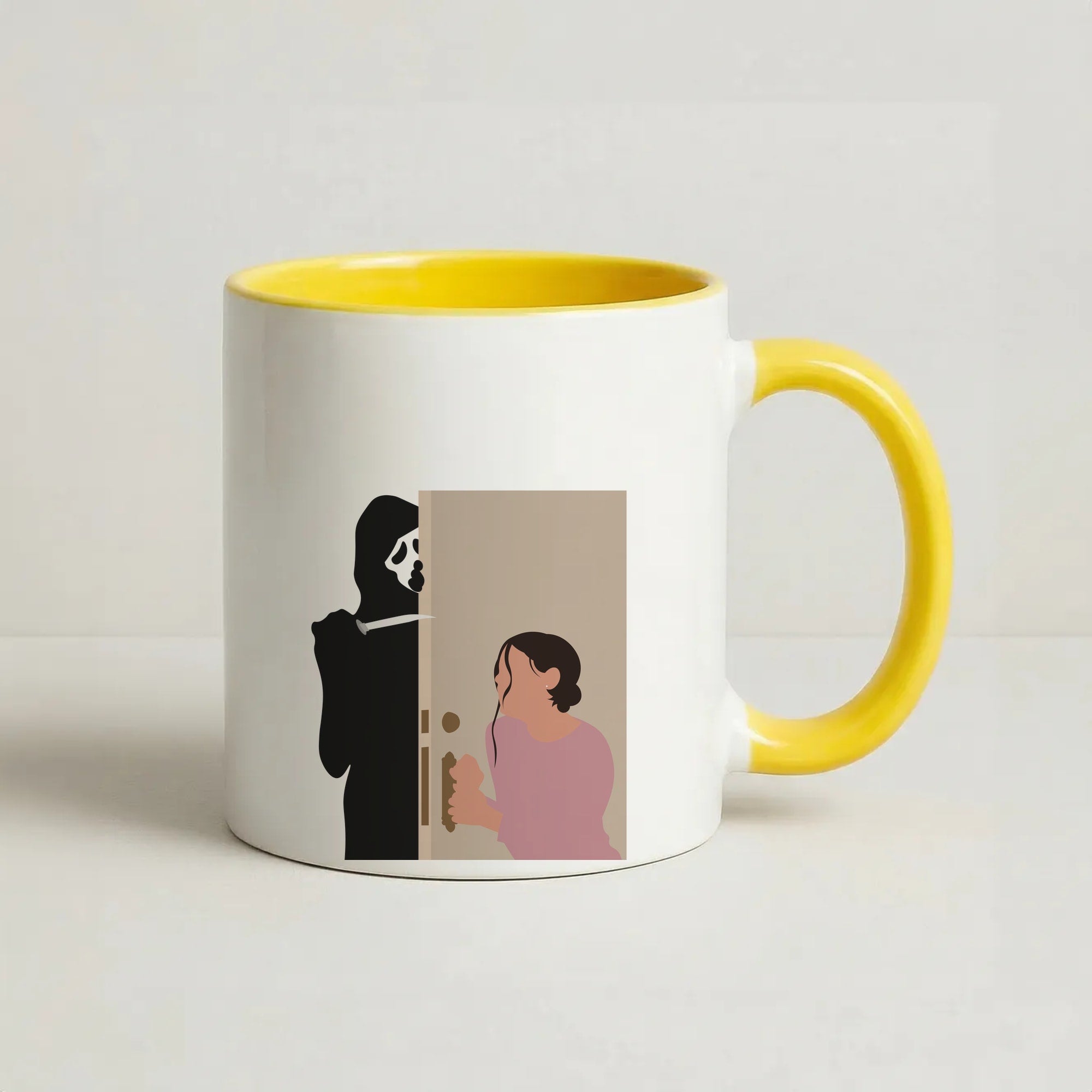Tara And Ghostface - Scream Coffee Yellow Mug