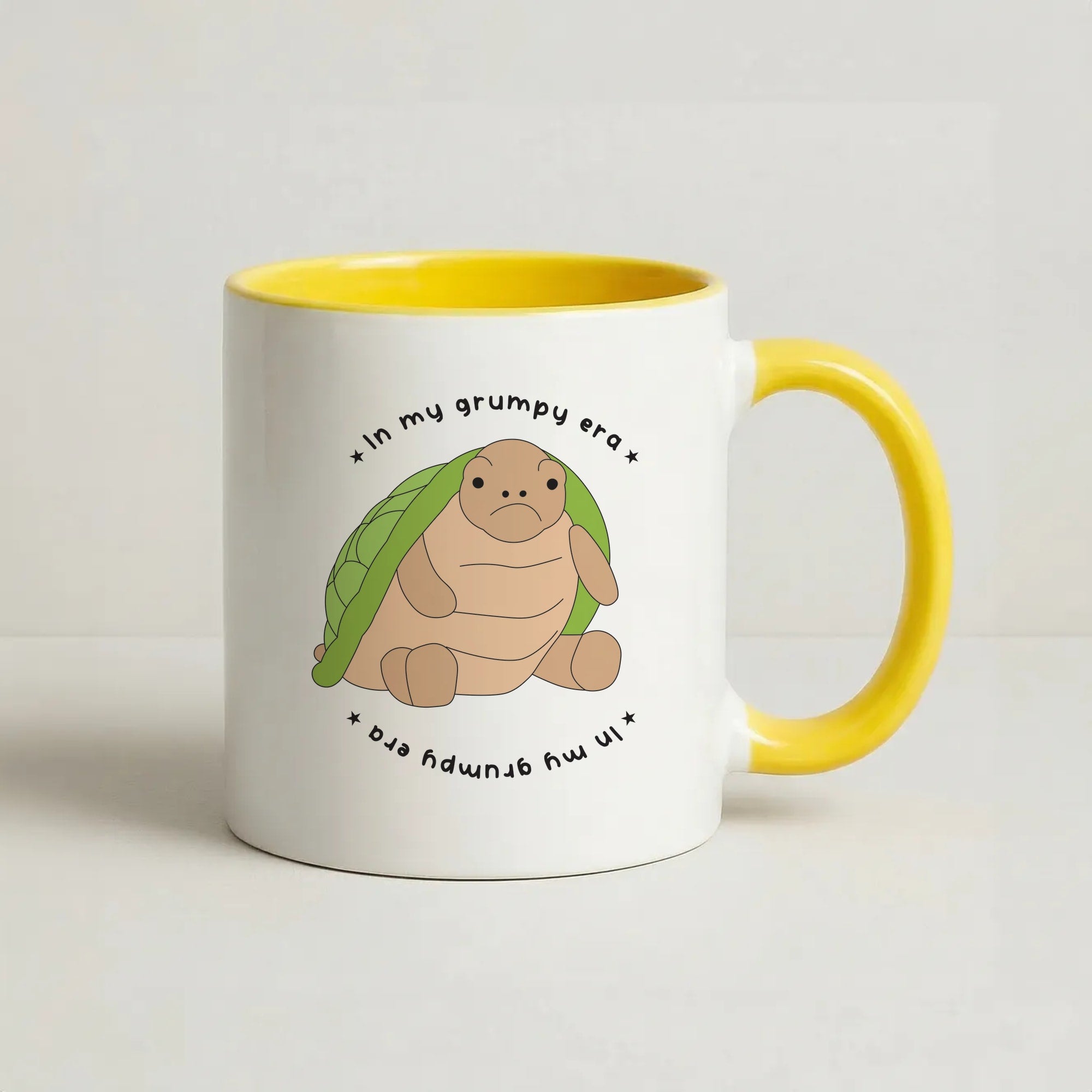 Grumpy Era Turtle Coffee Yellow Mug