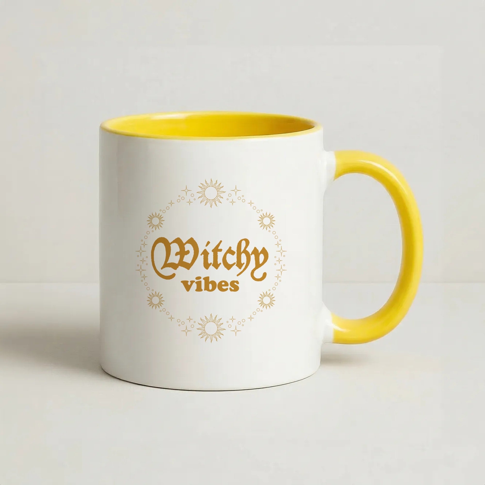 Witchy Vibes Green Coffee Yellow Mug