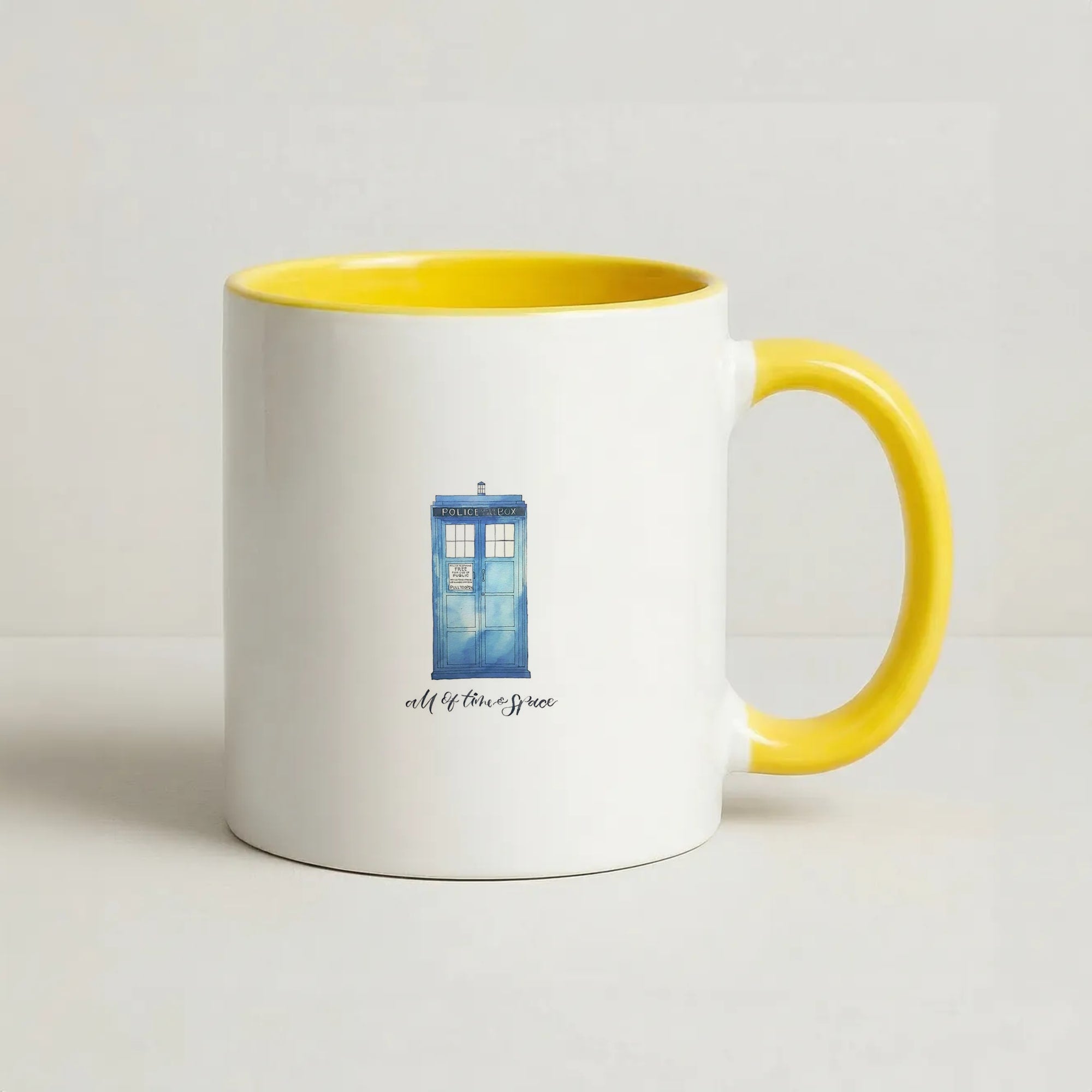 All of Time and Space Coffee Yellow Mug