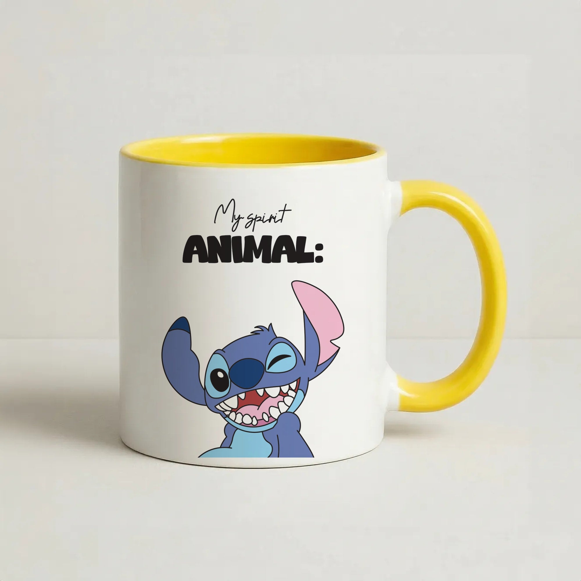 My Sprit Animal Blue Alien Coffee Yellow Mug