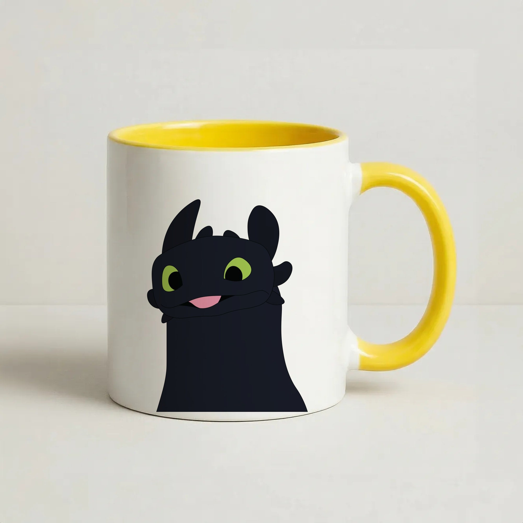 Black Fury Dragon Coffee Yellow Mug