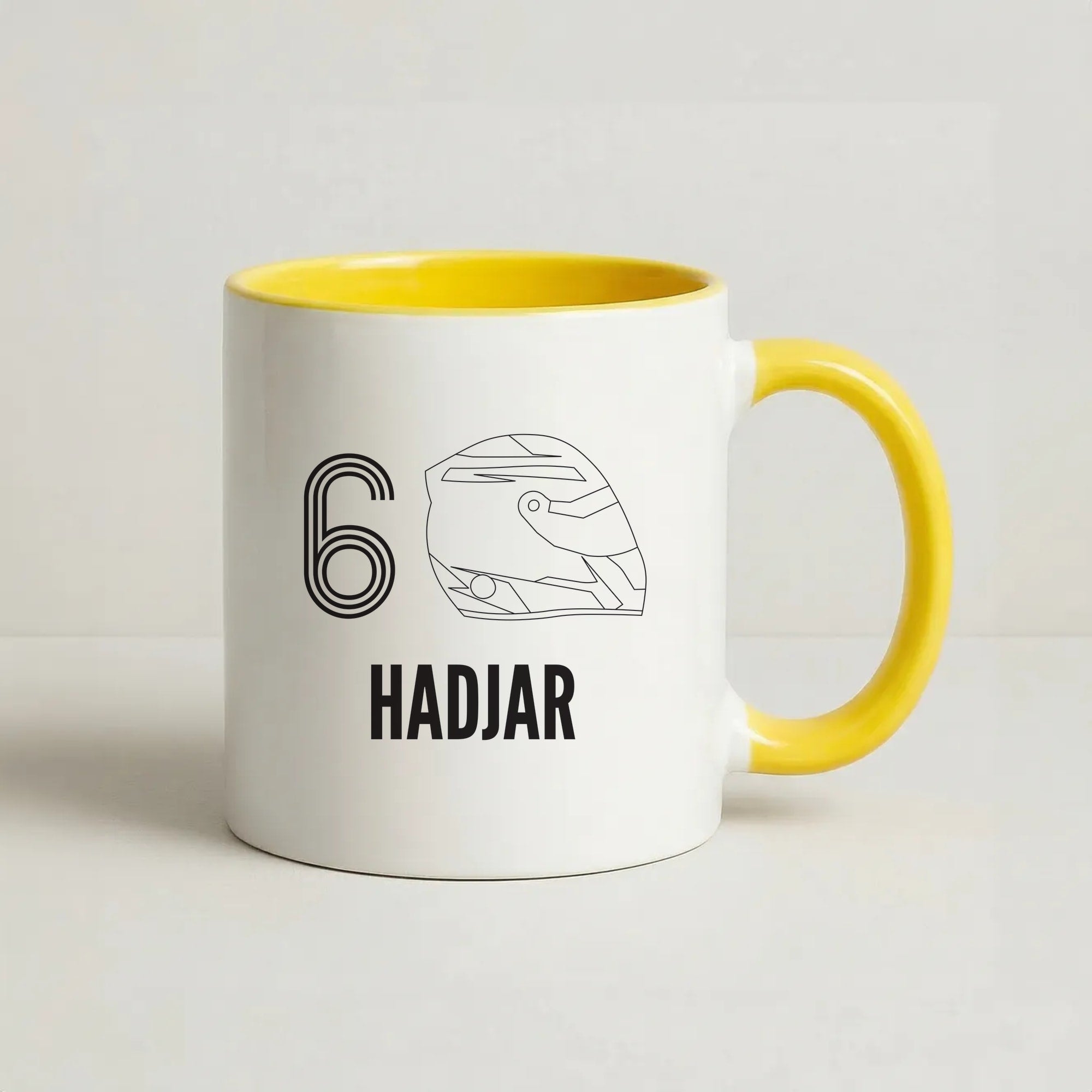 Hadjar Helmet 2026 Coffee Yellow Mug