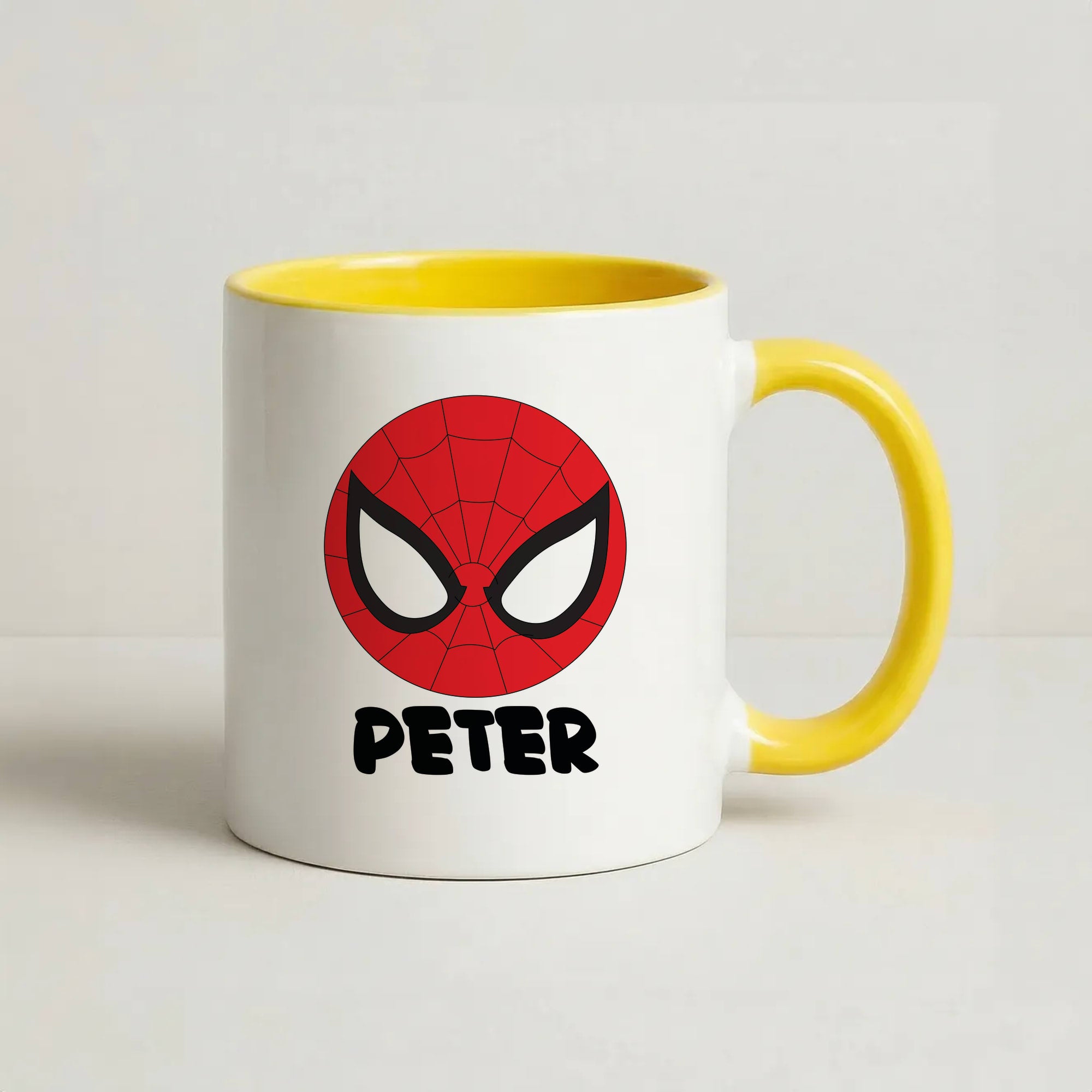 SpiderMan - Personalised Superhero Comic Coffee Yellow Mug