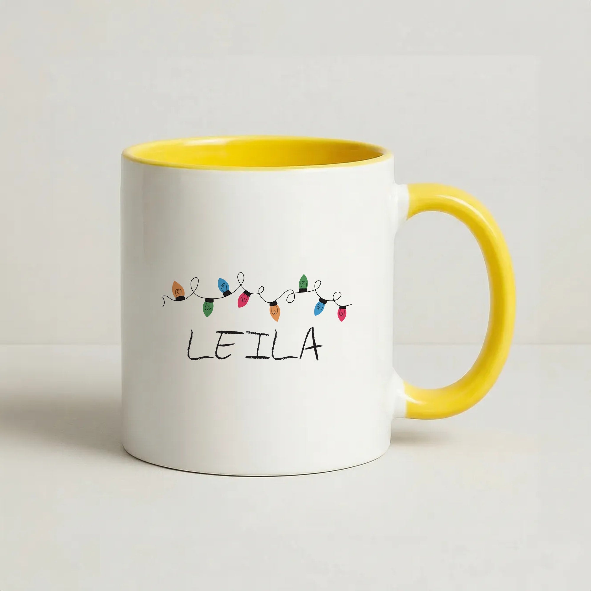 Fairy Lights - Personalised Stranger Coffee Yellow Mug