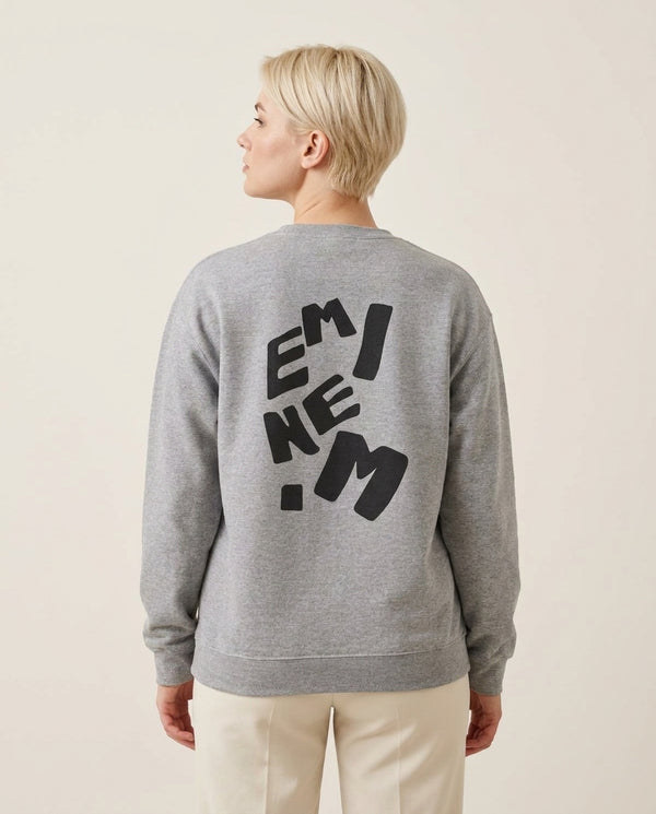 Text Sweatshirt — Grey Back, worn