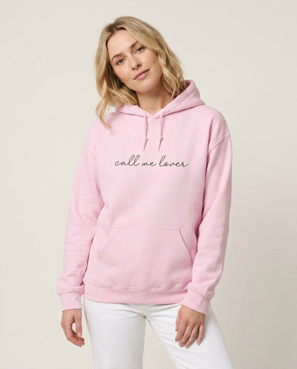 Call Me Lover - Sam Fender Hoodie — Pink Front, worn