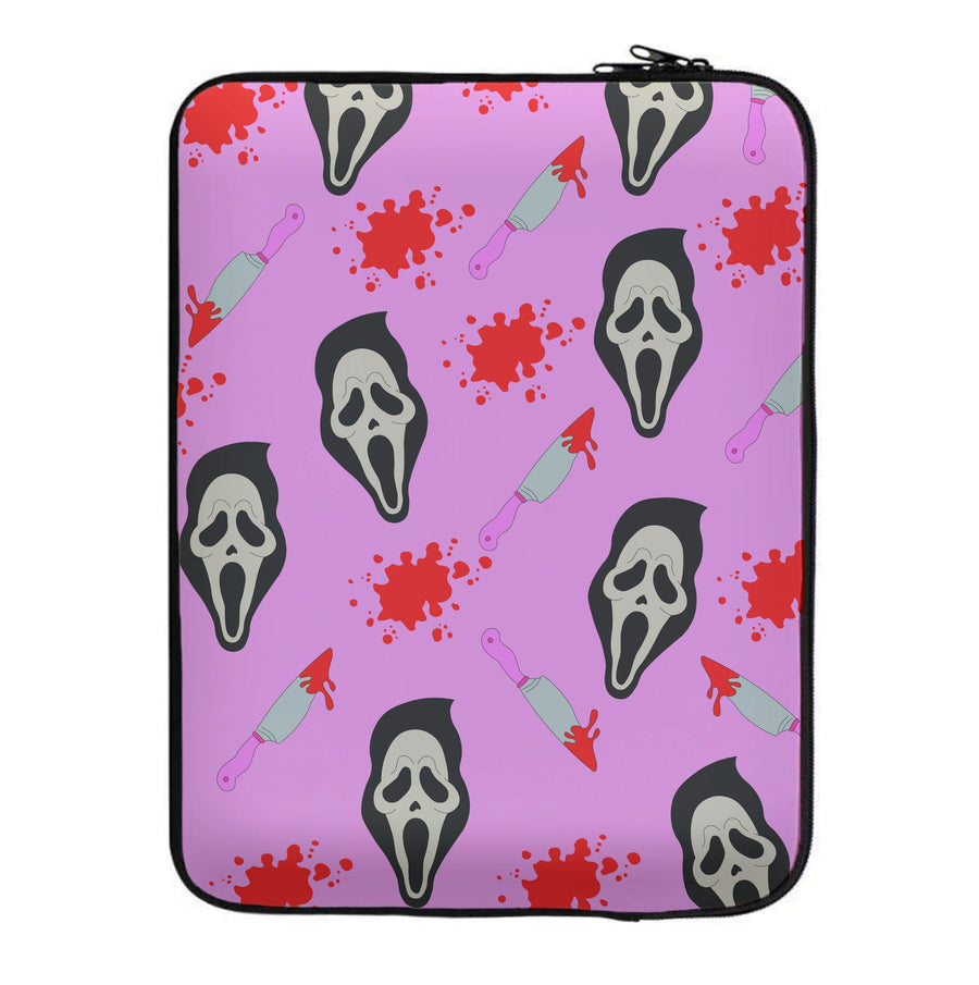 Pink Ghostface Pattern - Scream Laptop Sleeve