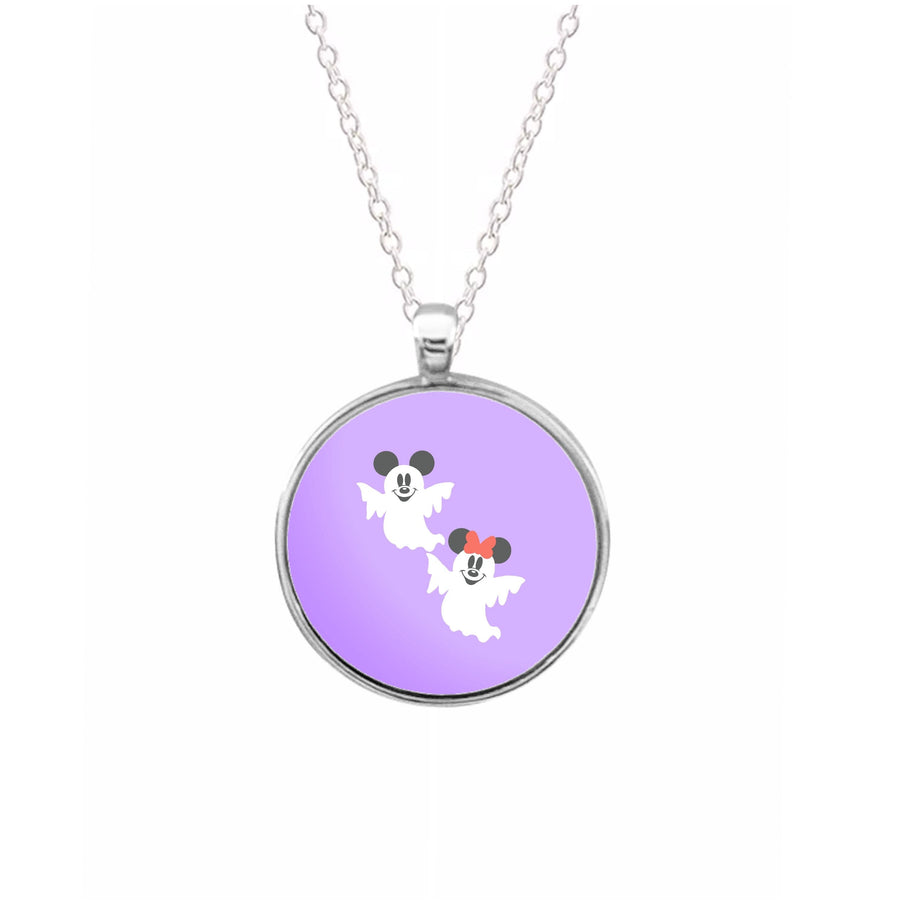 Mickey And Minnie Mouse Ghost - Disney Halloween Necklace