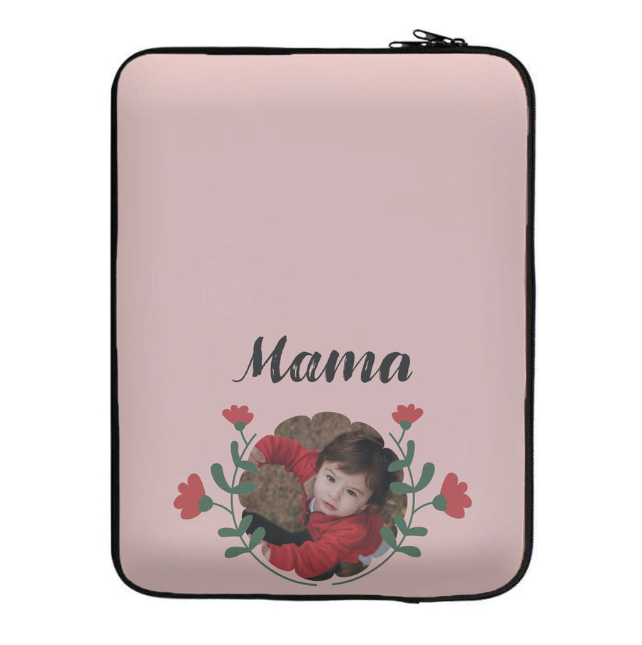 Mama Red Flowers - Personalised Mother's Day Laptop Sleeve