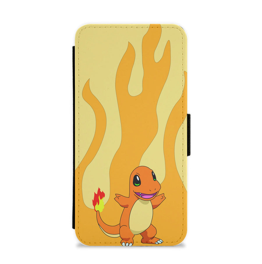 Charmander fire background - Pokemon Flip / Wallet Phone Case