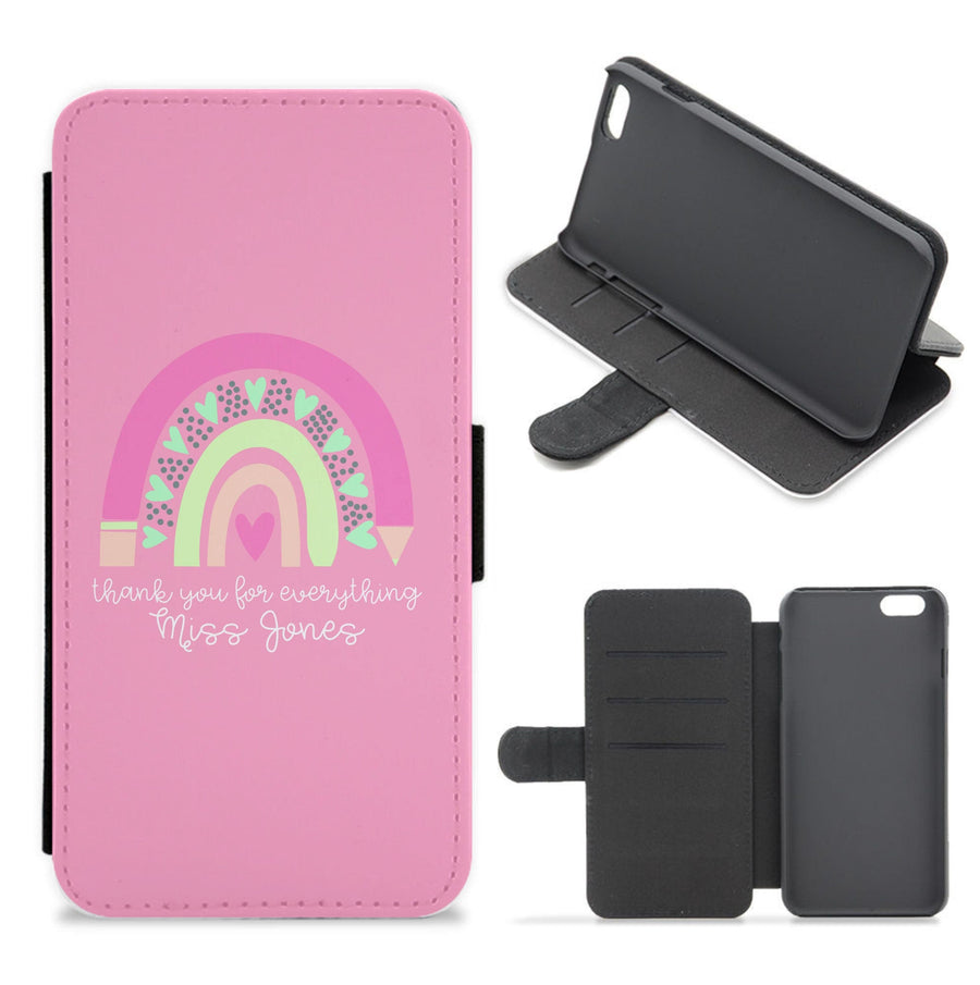 Thank You For Everything - Personalised Teachers Gift Flip / Wallet Phone Case