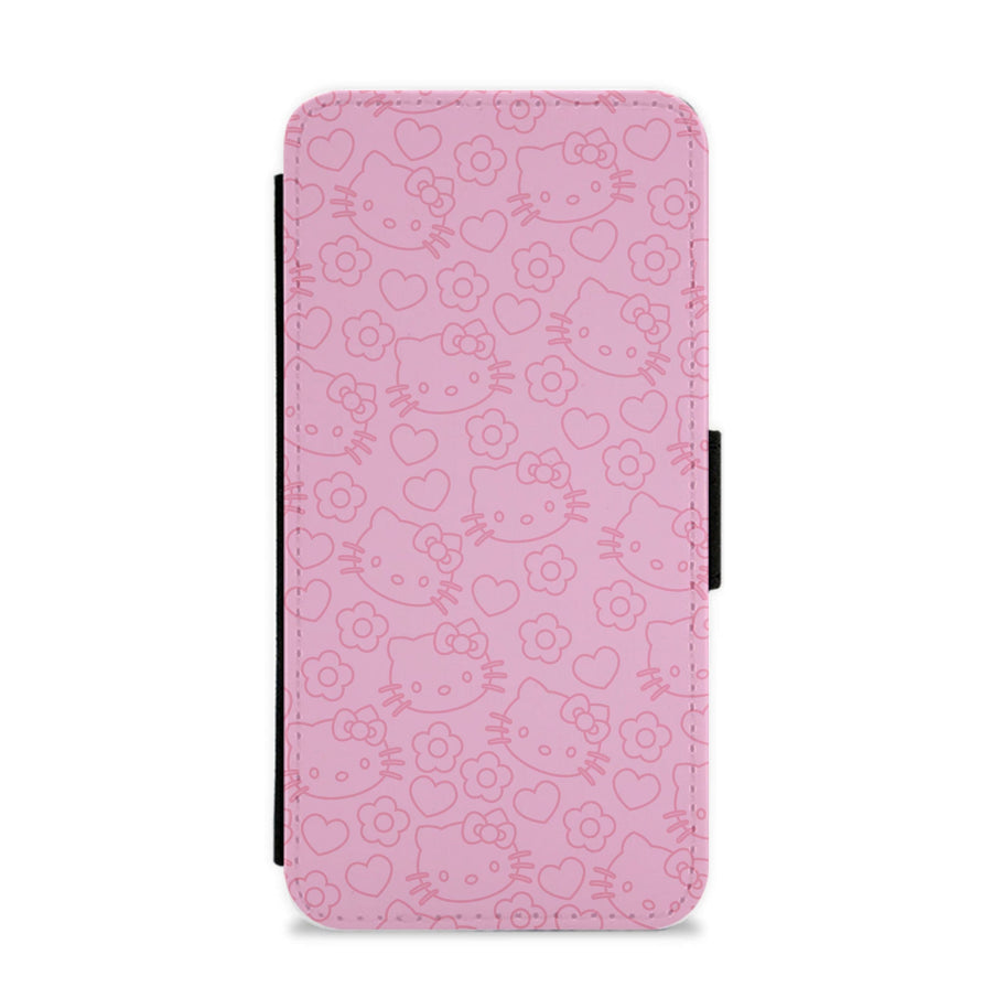 Pink And Red Pattern - Hello Kitty Flip / Wallet Phone Case