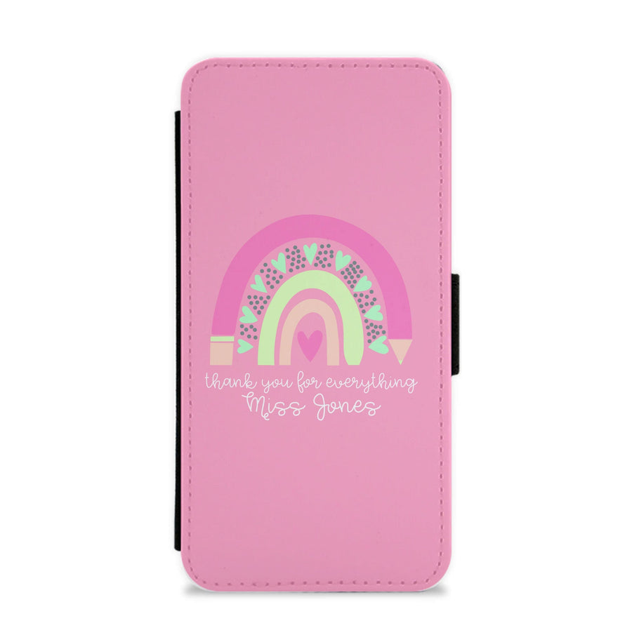 Thank You For Everything - Personalised Teachers Gift Flip / Wallet Phone Case