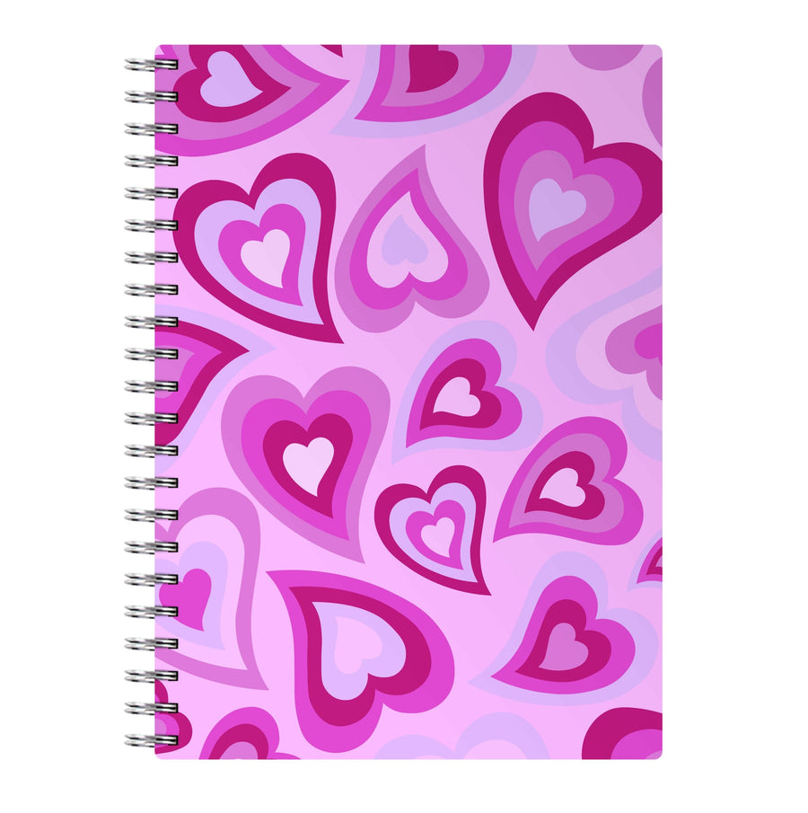 Pink Hearts - Trippy Patterns Notebook