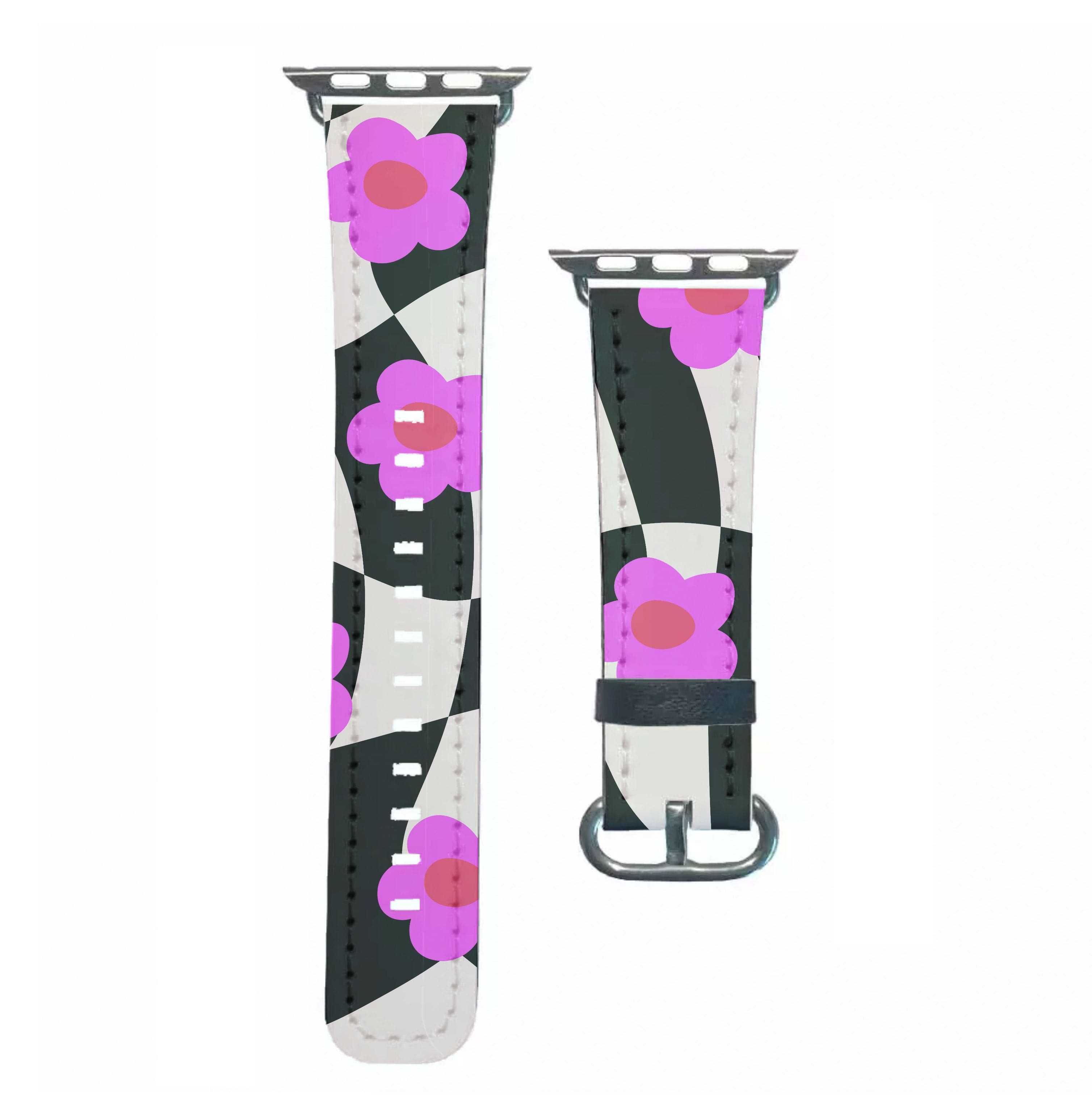 Checkboard Flowers - Trippy Patterns Apple Watch Strap