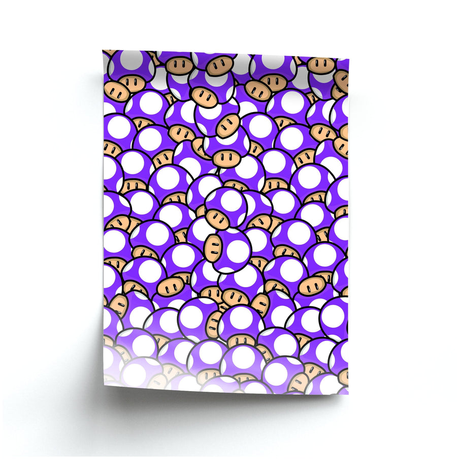 Mushroom Pattern - Purple Poster