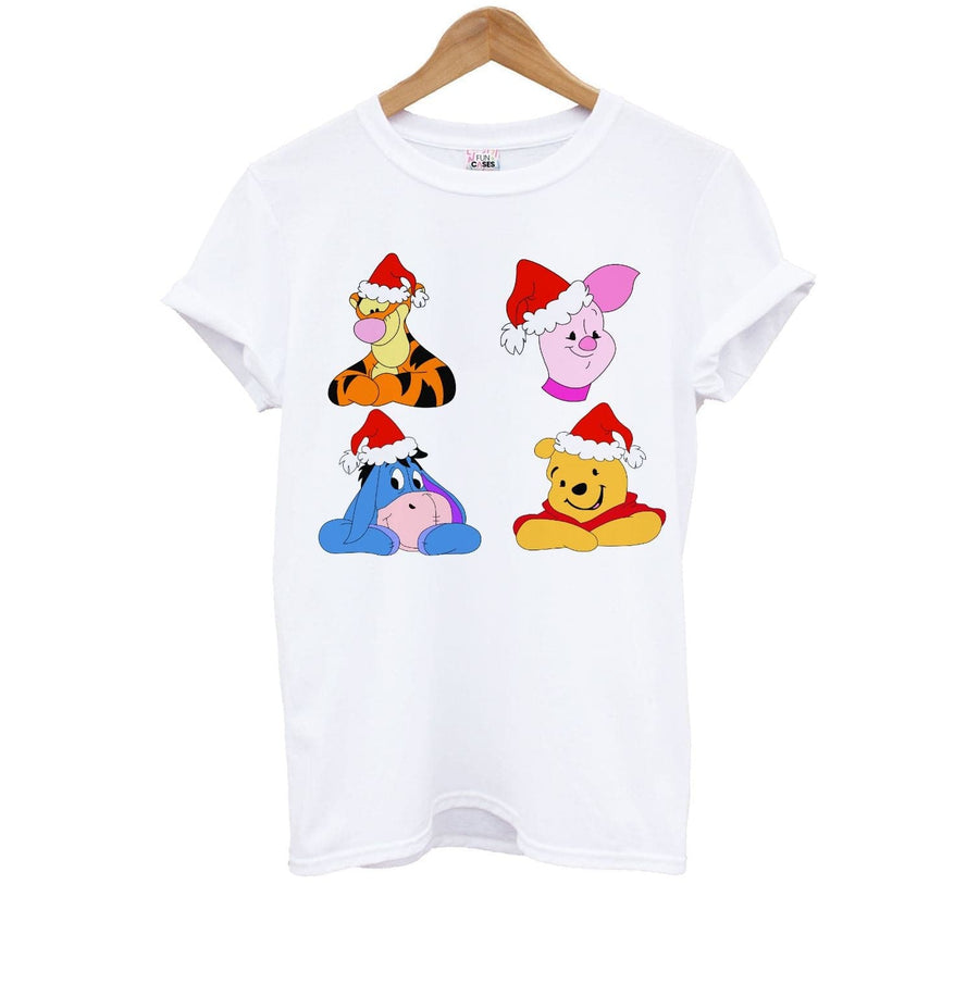 Pooh, Tigger, Eeyore And Piglet Pattern - Disney Christmas Kids T-Shirt