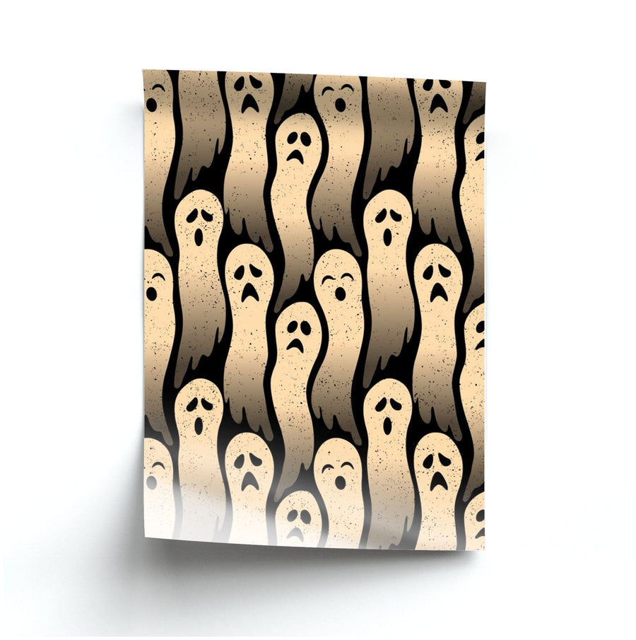 Vintage Wriggly Ghost Pattern Poster