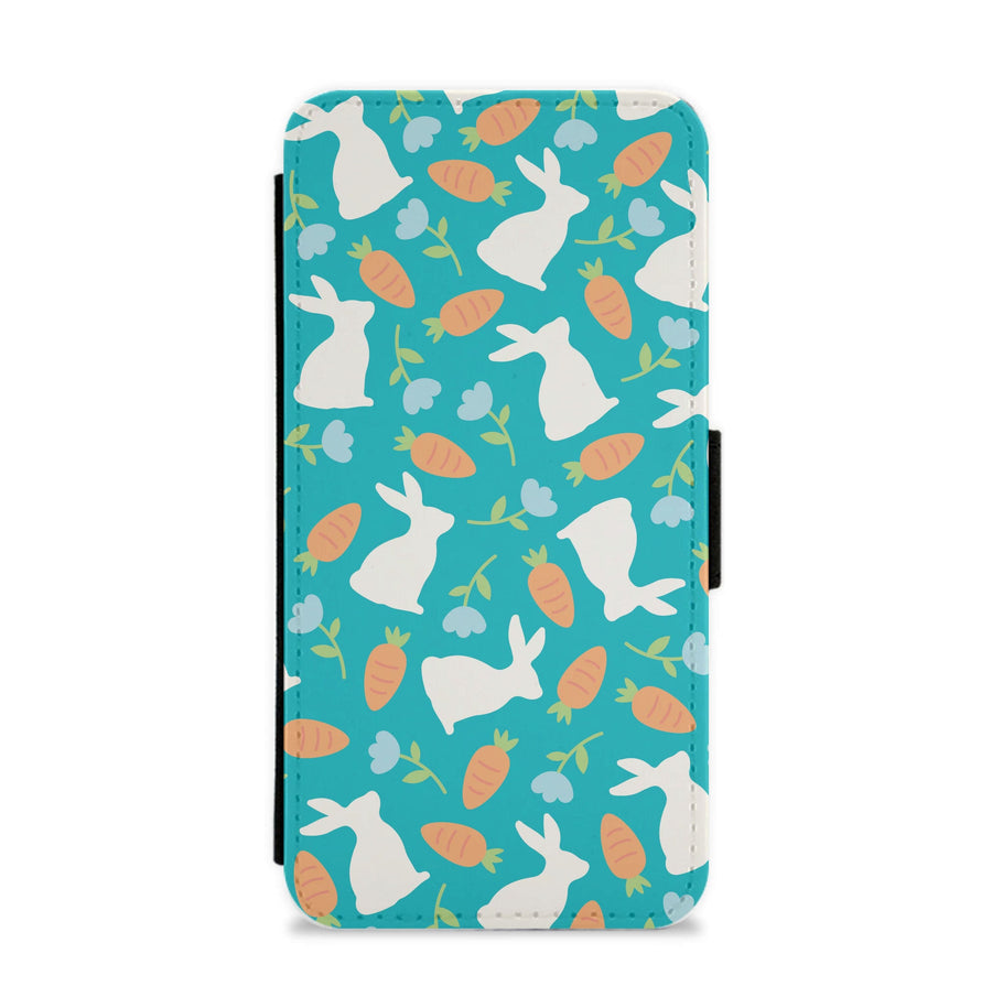 Bunnies And Carrots - Easter Patterns Flip / Wallet Phone Case