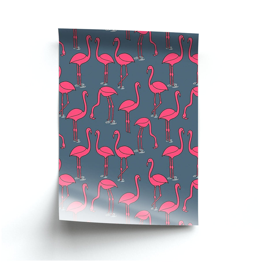 Basic Pink Flamingo Pattern Poster