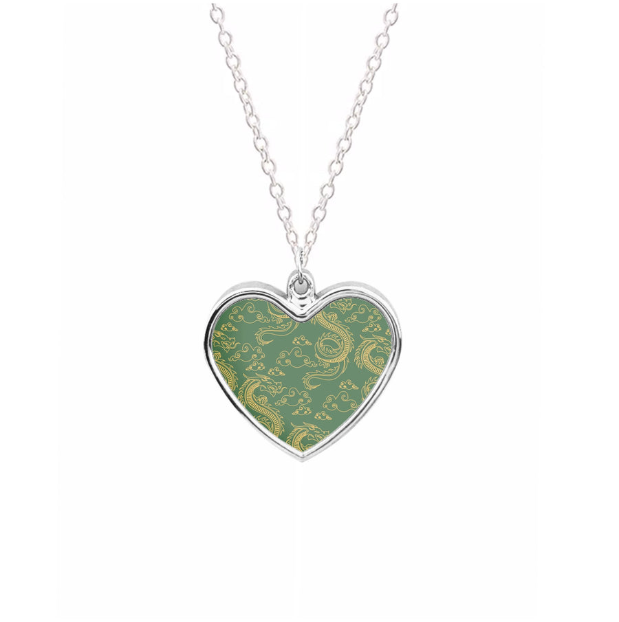 Green And Gold Dragon Pattern Necklace