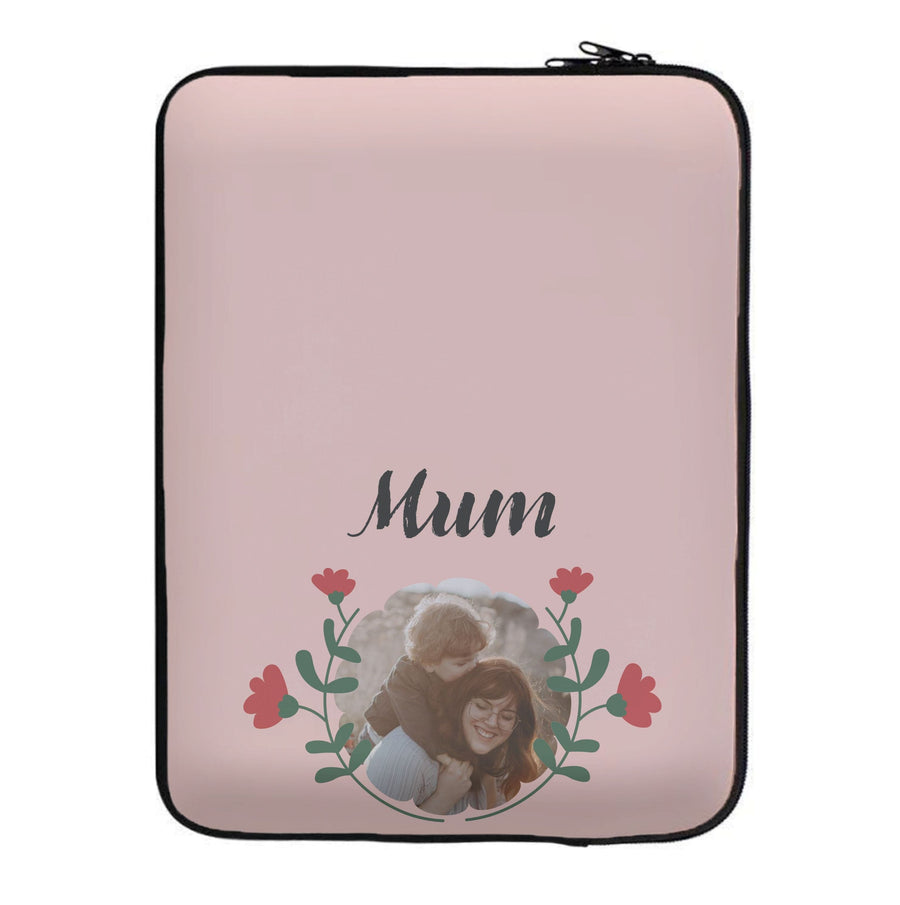 Mum Red Flowers - Personalised Mother's Day Laptop Sleeve