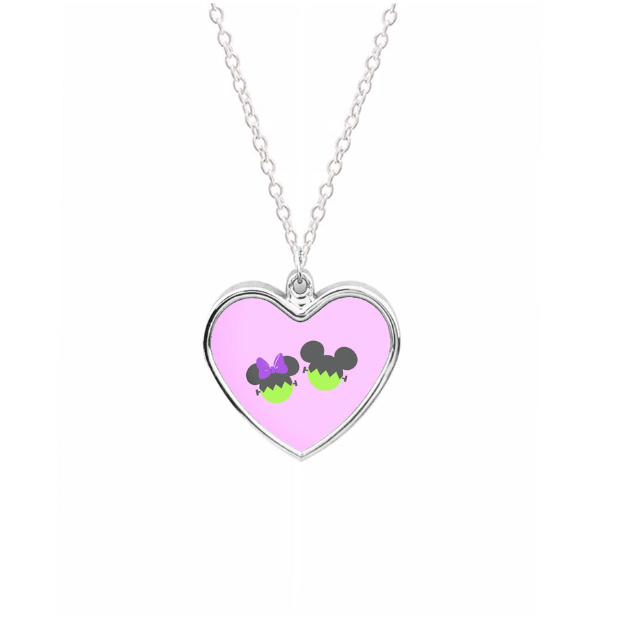 Frankenstein Mikey And Minnie Mouse - Disney Halloween Necklace