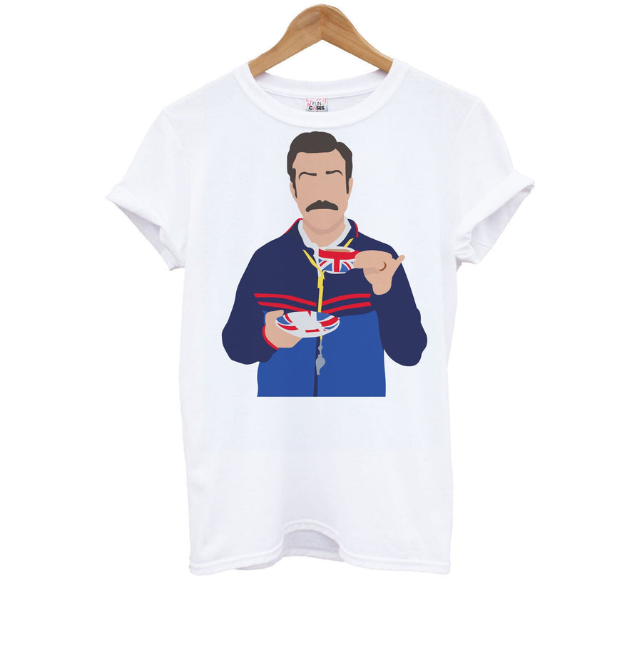 Ted Drinking Tea - Ted Lasso Kids T-Shirt