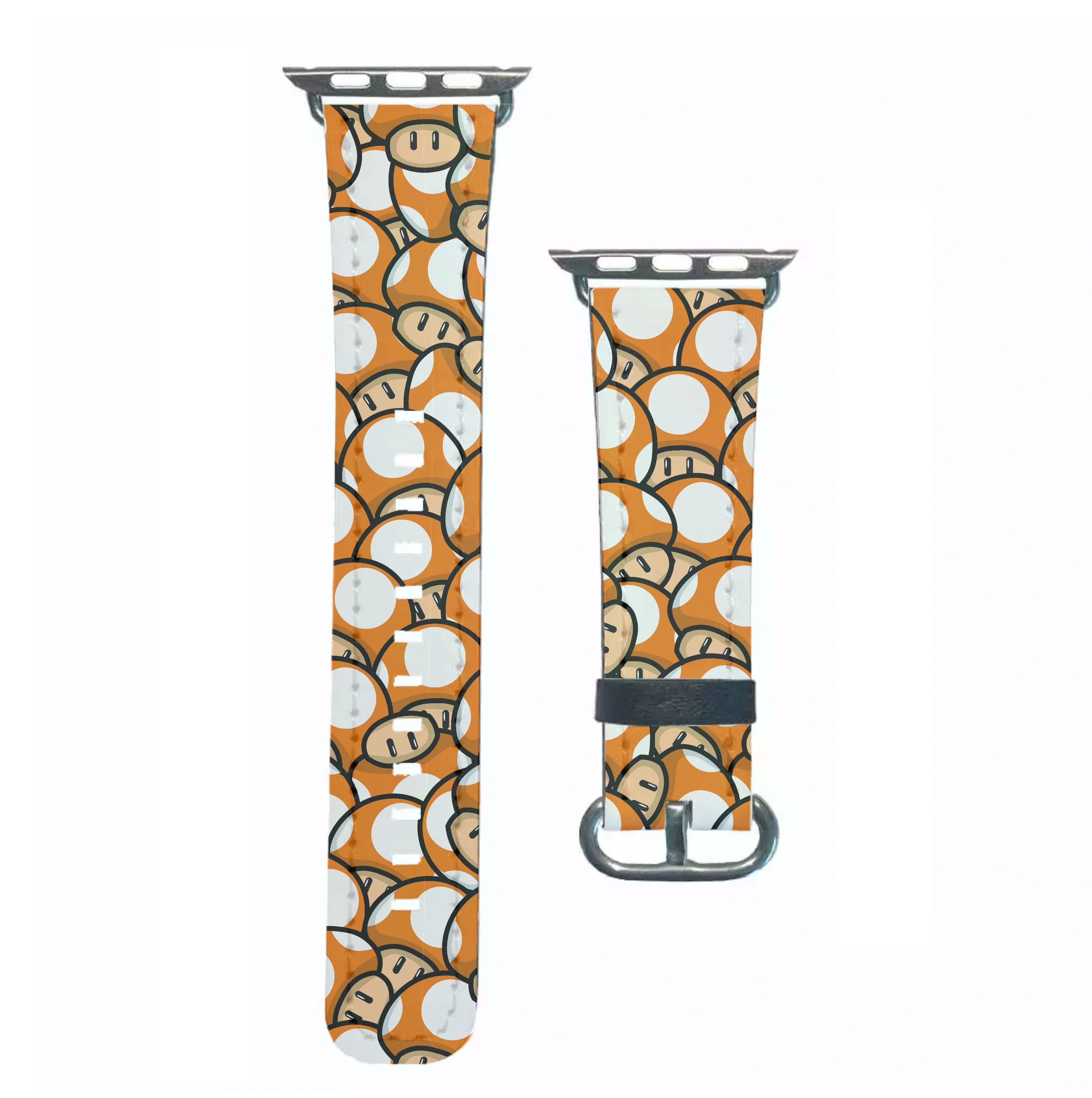 Mushroom Pattern - Orange Apple Watch Strap