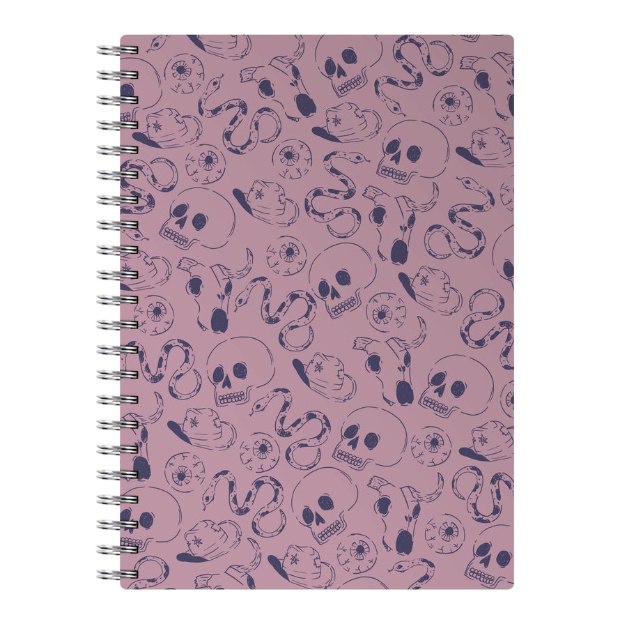 Purple Snakes And Skulls - Western  Notebook