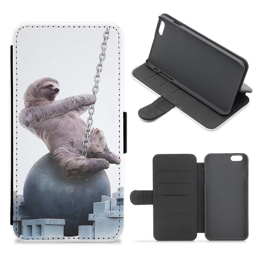 Wrecking Ball Sloth Flip Wallet Phone Case - Fun Cases