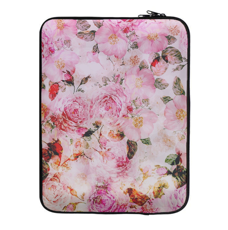 Pretty Pink Chic Floral Pattern Laptop Sleeve