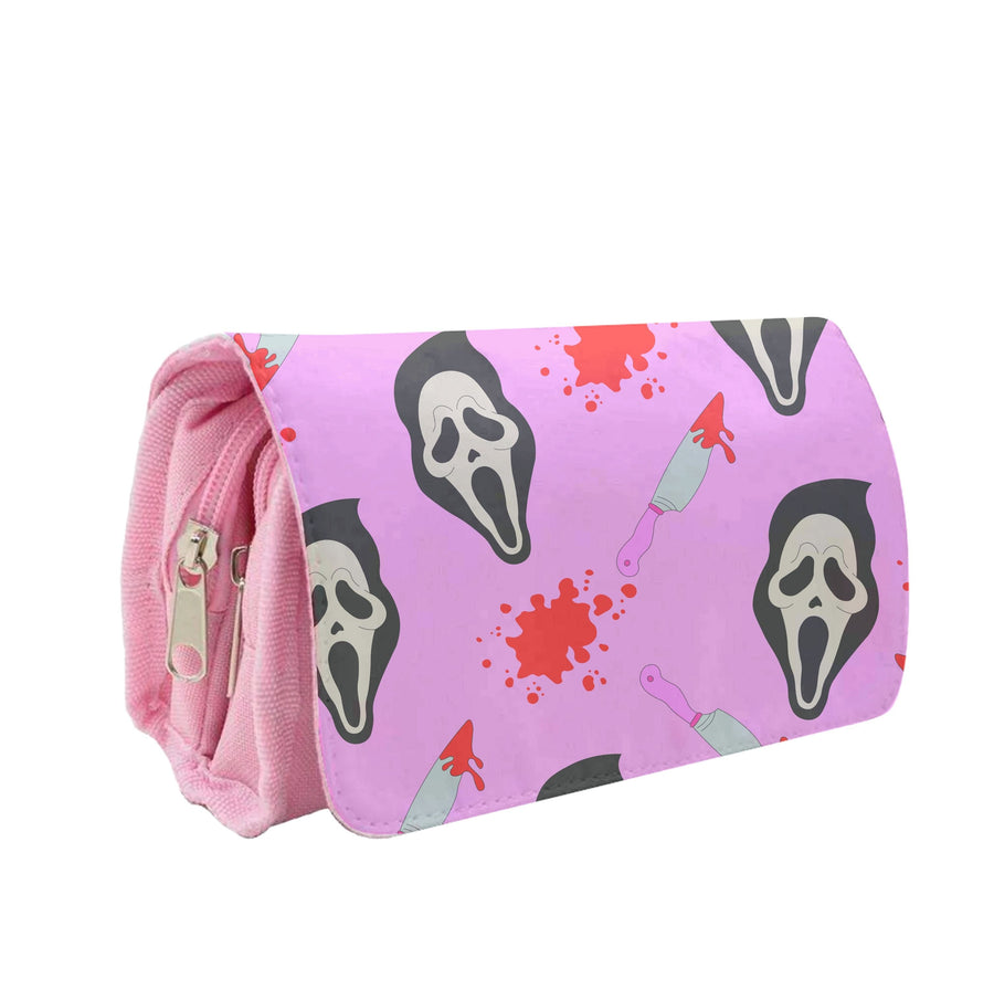 Pink Ghostface Pattern - Scream Pencil Case