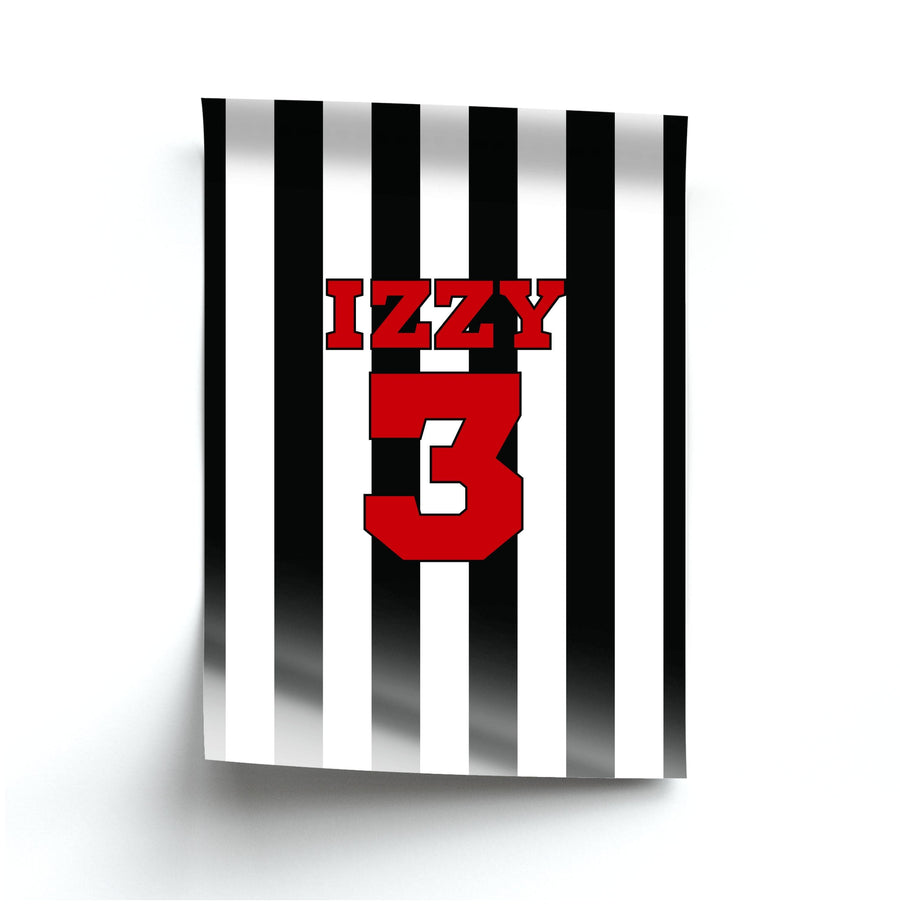 Black And White Stripes - Personalised Football   Poster