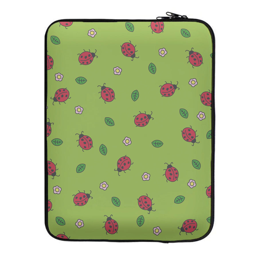 Ladybugs And Flowers - Spring Patterns Laptop Sleeve