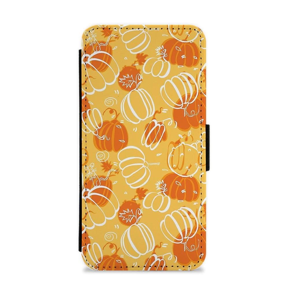 Drawn Pumpkin Pattern Flip / Wallet Phone Case - Fun Cases