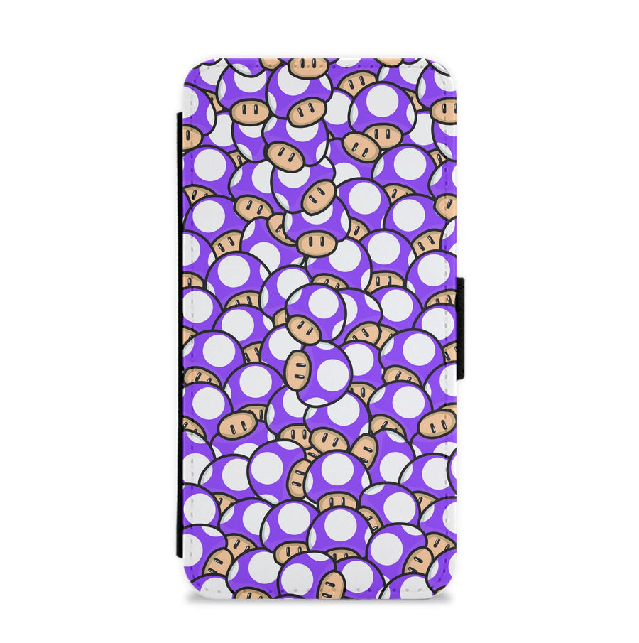 Mushroom Pattern - Purple Flip / Wallet Phone Case