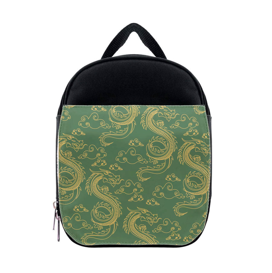 Green And Gold Dragon Pattern Lunchbox
