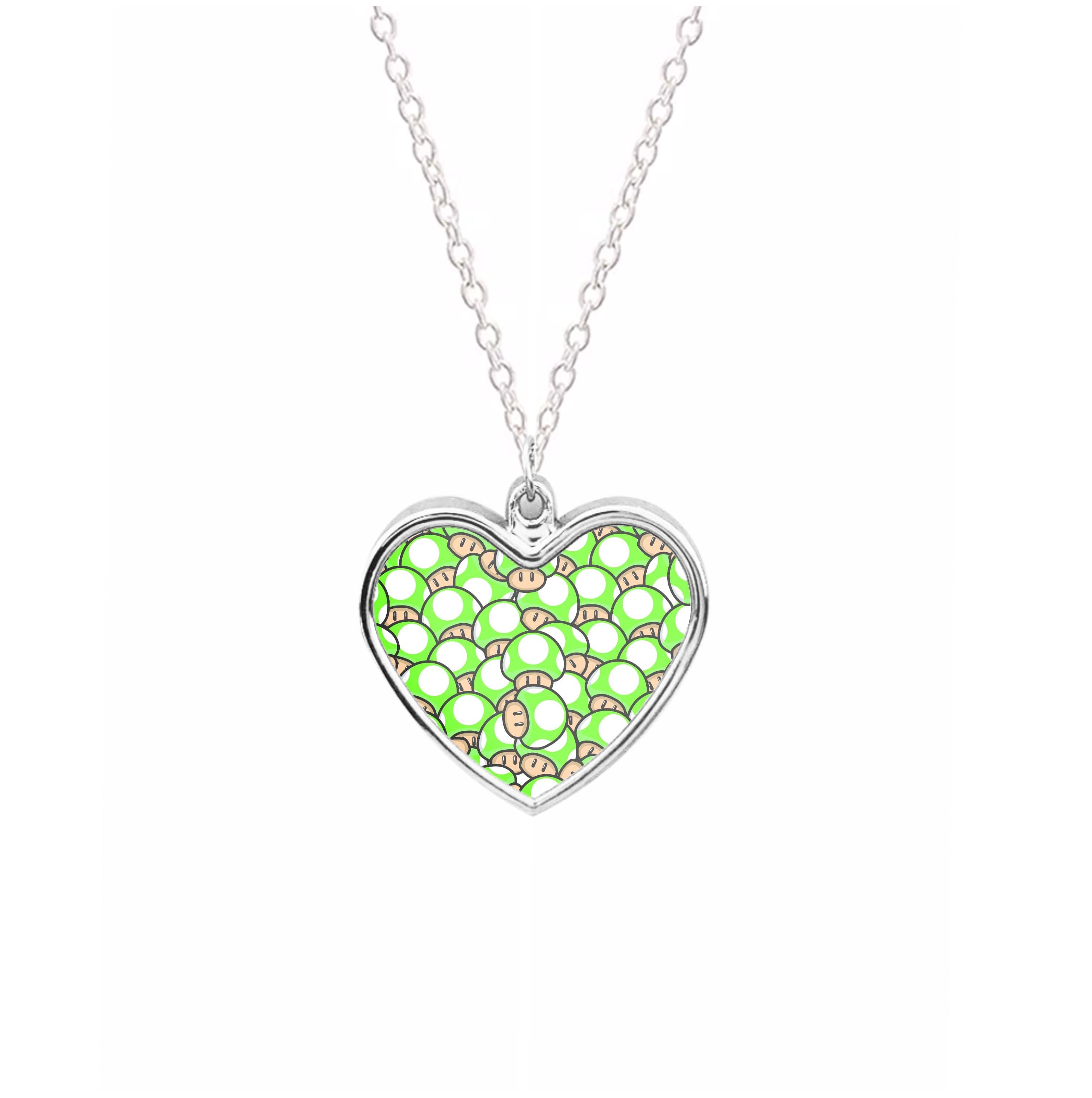 Mushroom Pattern - Green Necklace