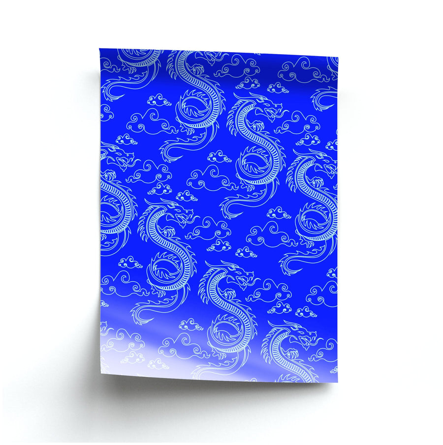 Blue Dragon Pattern Poster